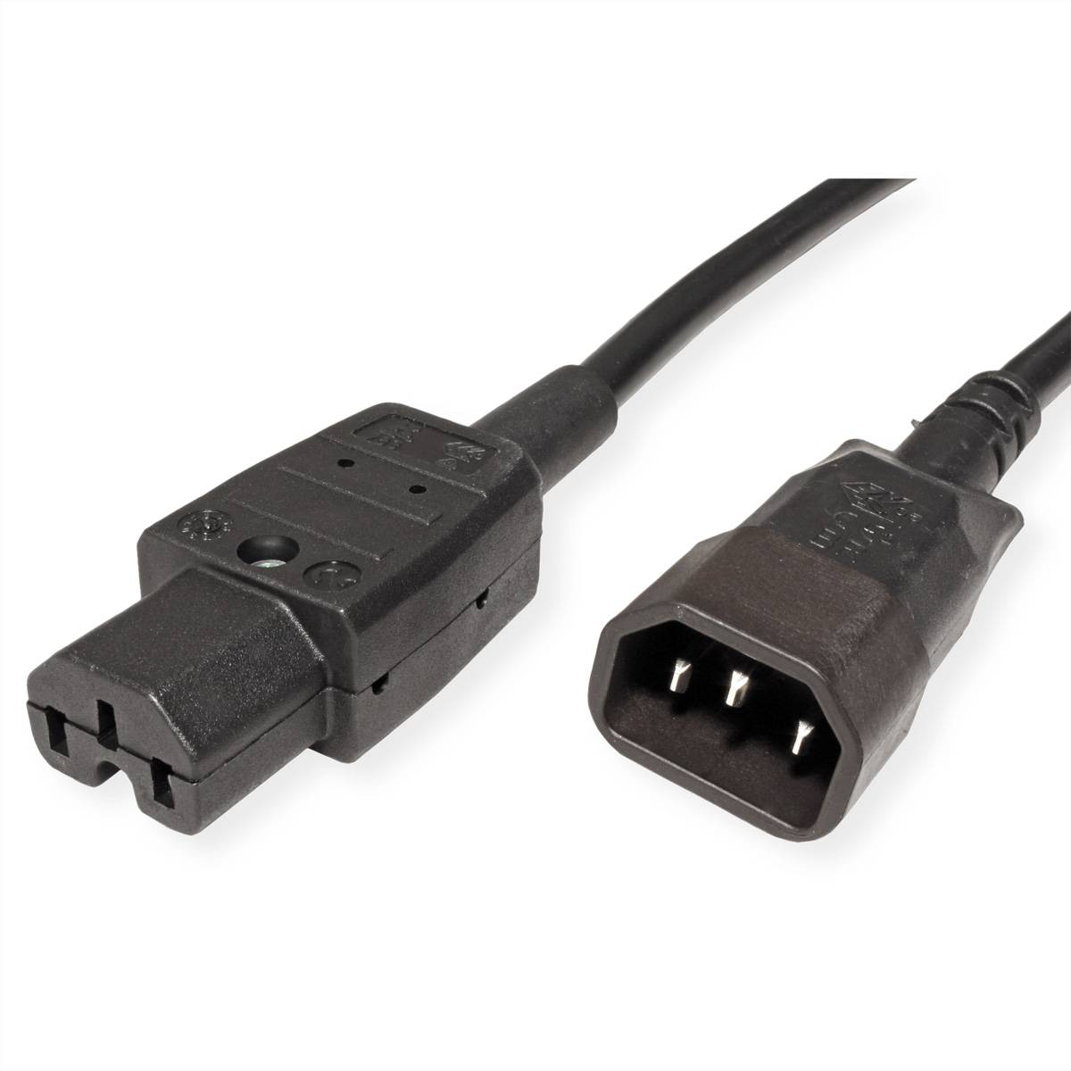 BACHMANN Netzkabel Kaltgerätestecker-Stecker auf Warmgeräte-Kupplung, IEC320 C14/C15, 1 m