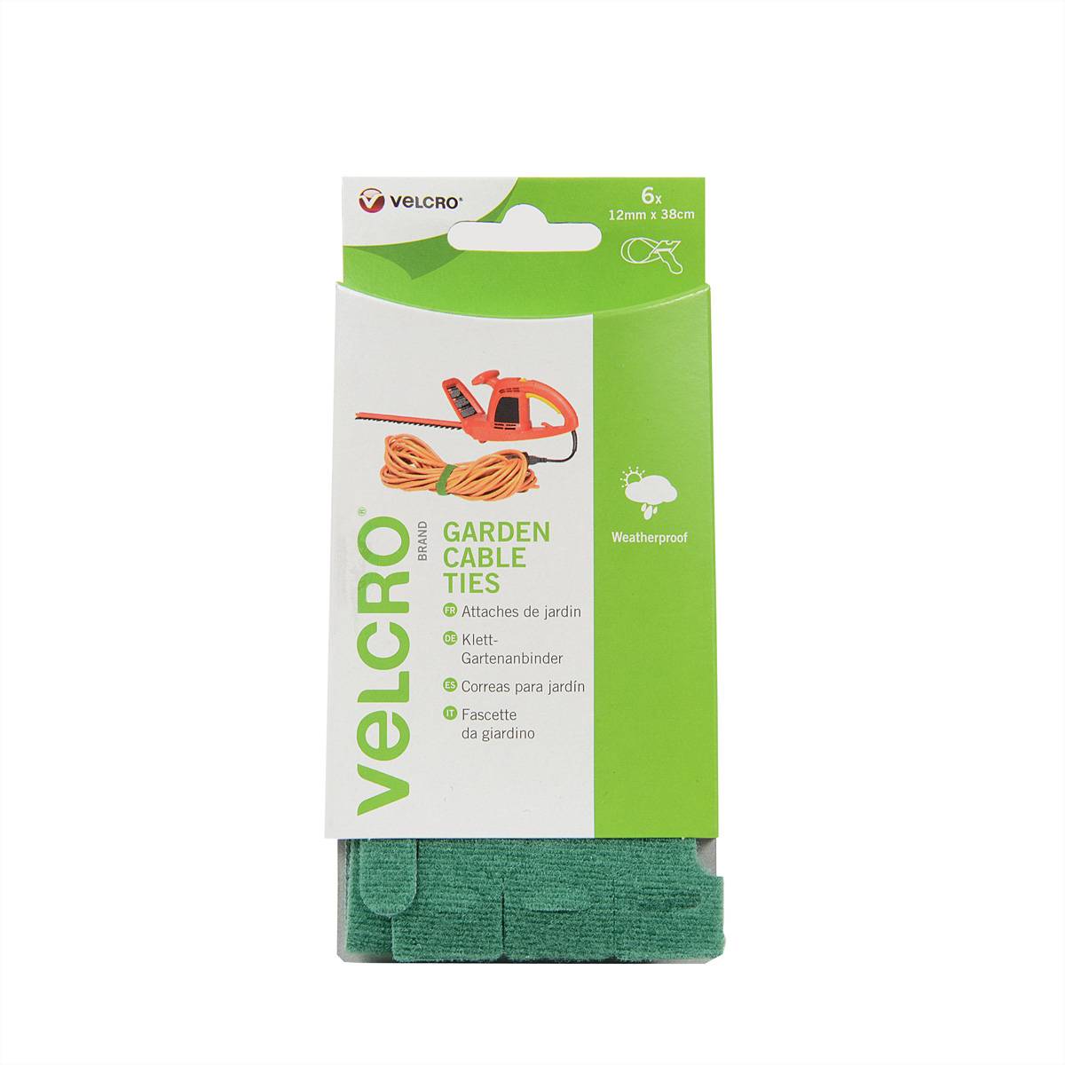 VELCRO® ONE-WRAP® wiederverwendbare Klettstreifen für den Garten, ONE-WRAP® Streifen 12mm x 38cm x 6 Grün