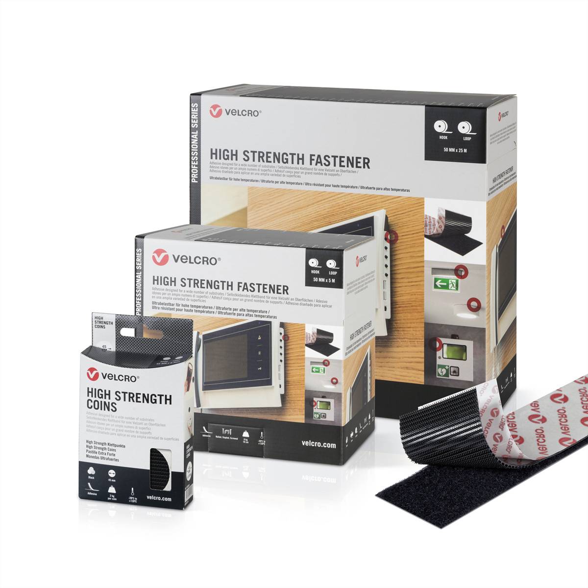 VELCRO® High Strength Fastener 25m Hakenband 25m Flauschband, Haken & Flausch 50mm schwarz