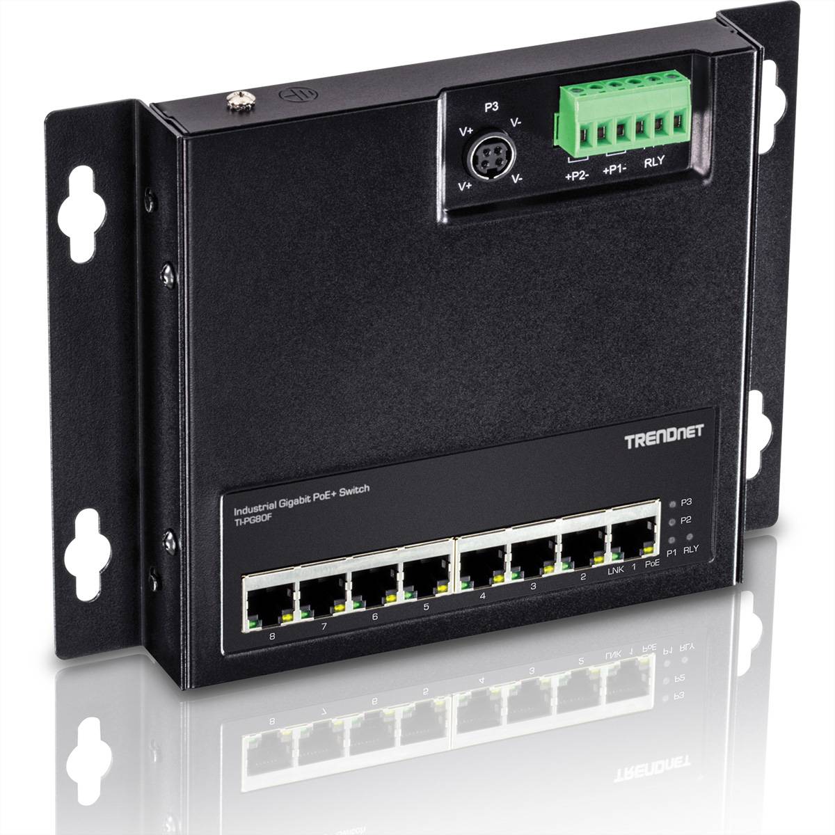 TRENDnet TI-PG80F - Industrial - Switch - unmanaged - 8 x 10/100/1000 (PoE+)