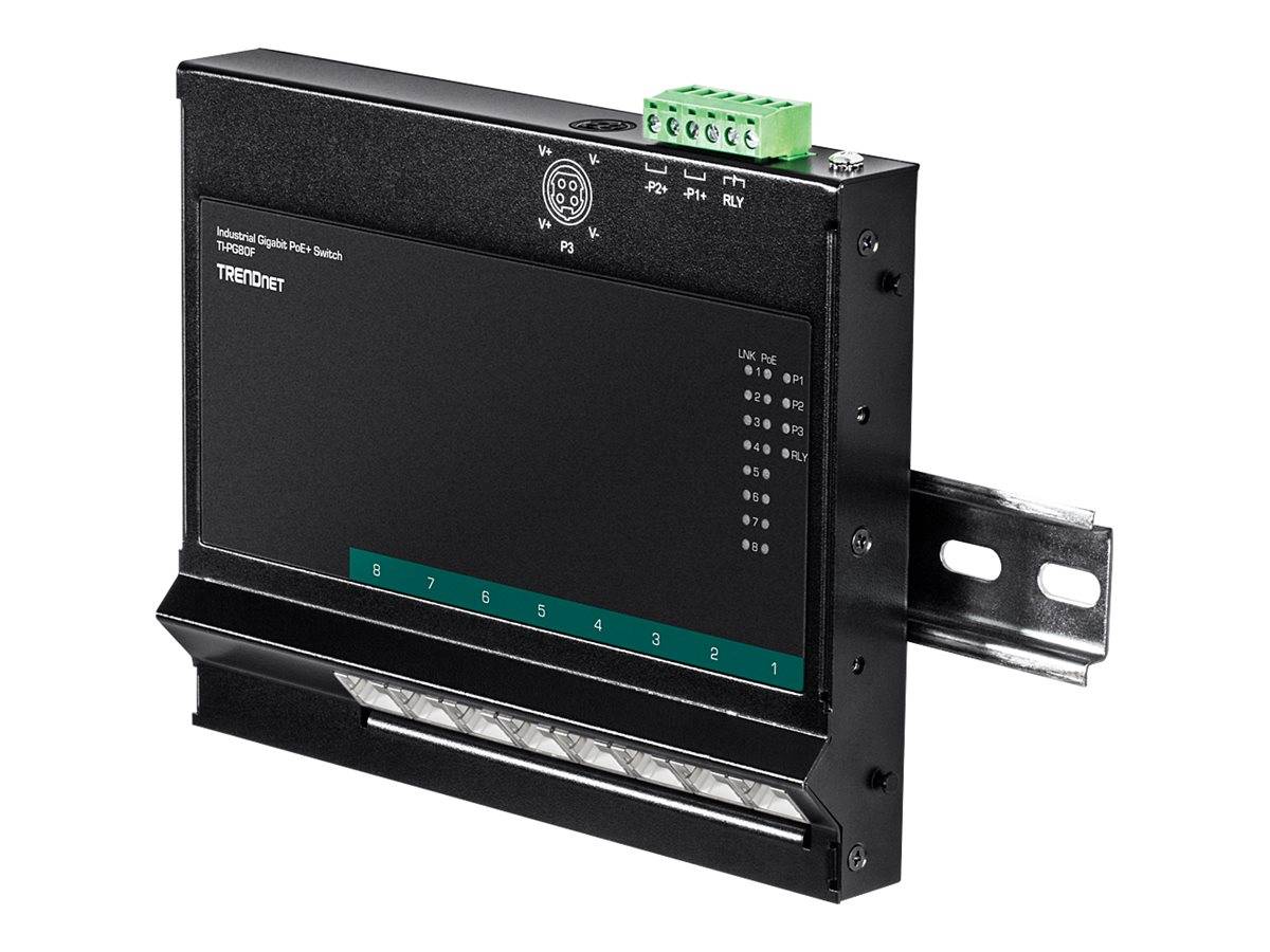 TRENDnet TI-PG80F - Industrial - Switch - unmanaged - 8 x 10/100/1000 (PoE+)