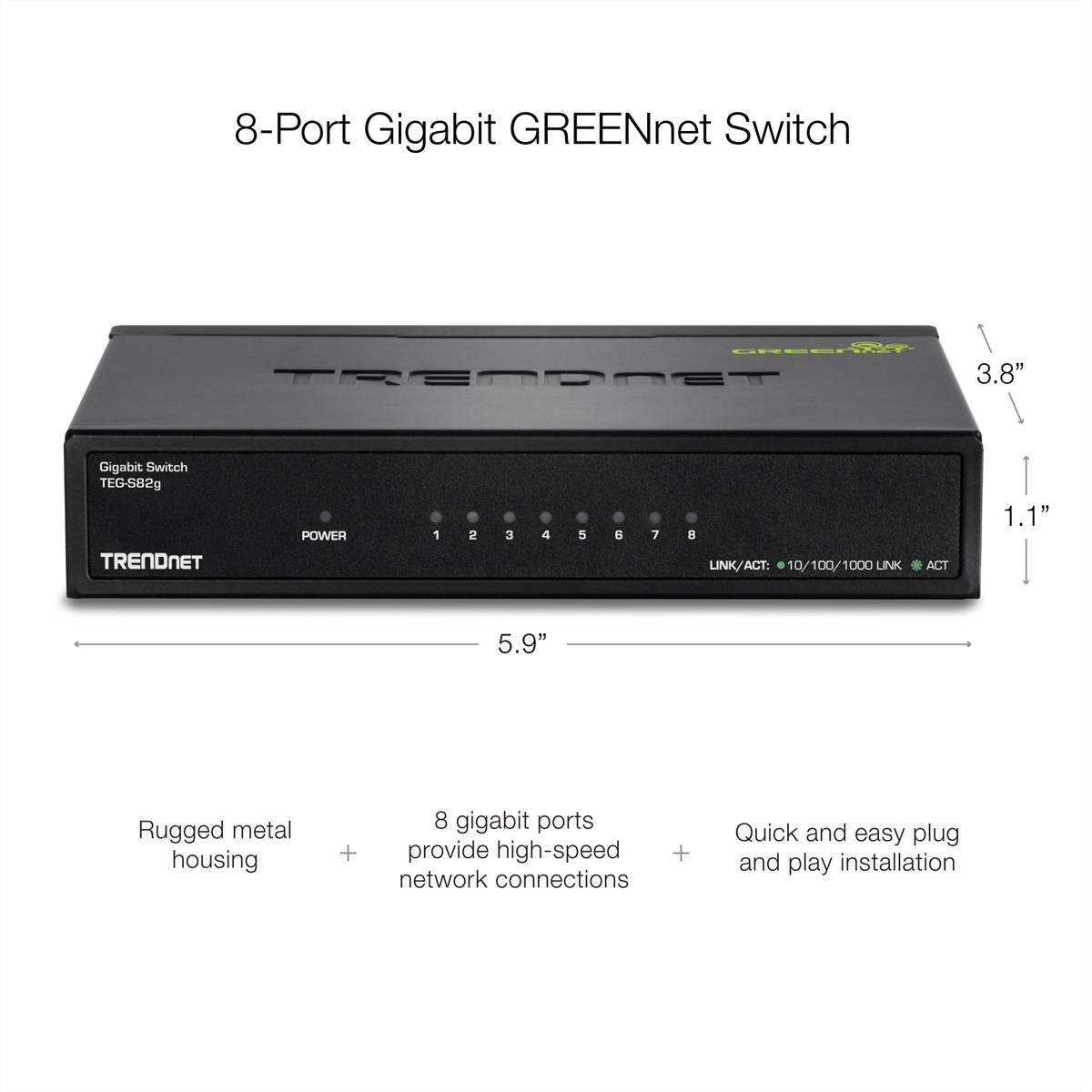 TRENDnet TEG-S82g 8-Port Gigabit GREENnet Switch