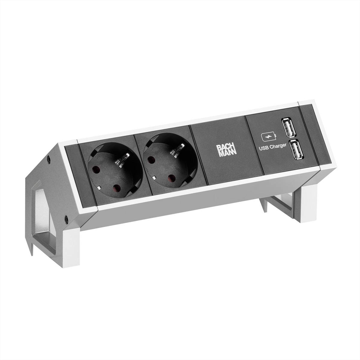 BACHMANN DESK2 2x Schutzkontakt 1x USB-Charger, weiß