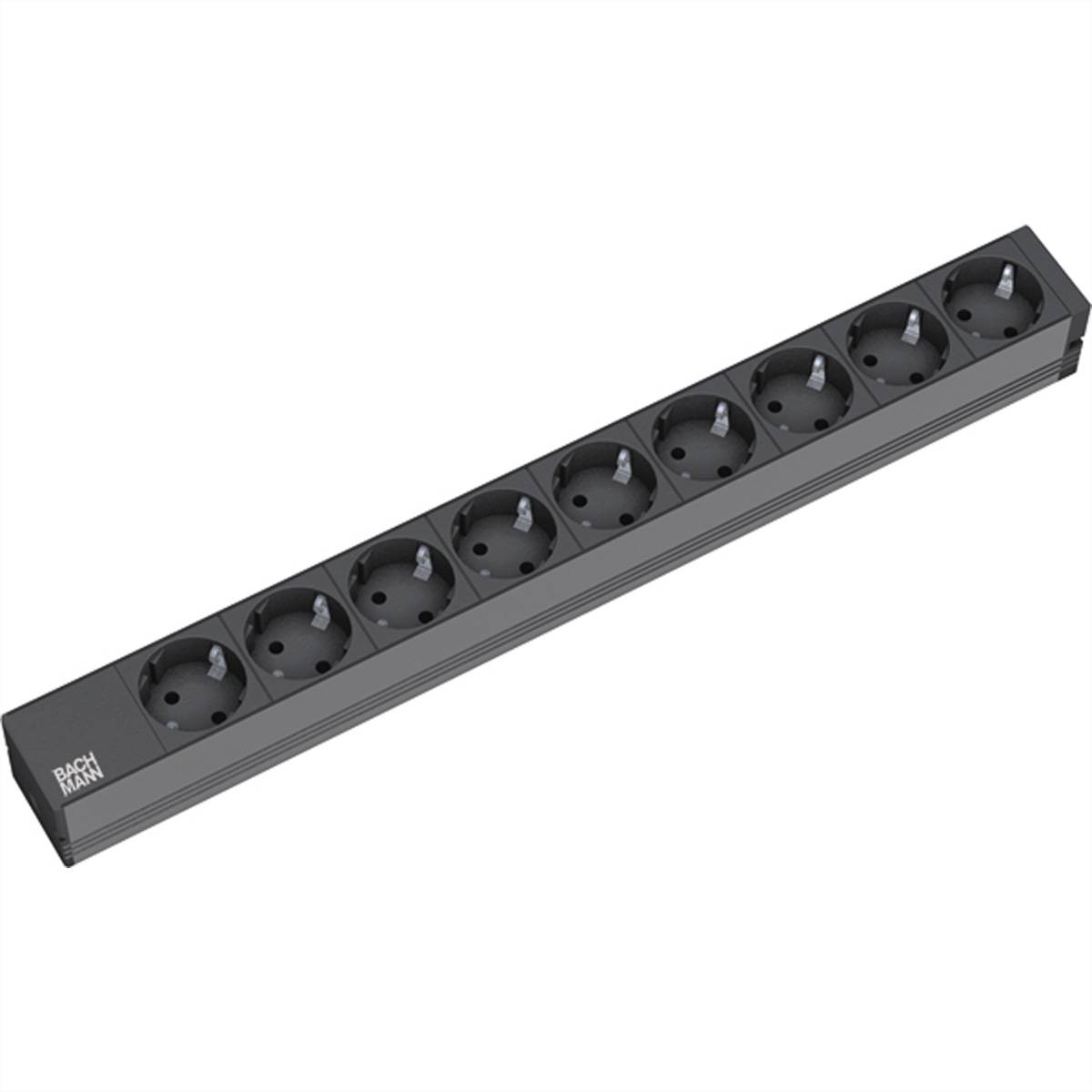 BACHMANN 19" Steckdosenleiste 9fach, ohne Schalter, schwarz, GST18