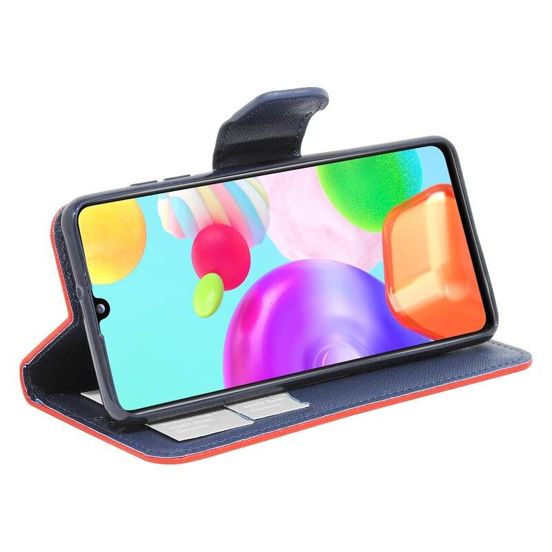 Buch Tasche "Fancy" für Samsung Galaxy A41 A415F Handy Hülle Etui Brieftasche Schutzhülle mit Standfunktion, Kartenfach Rot-Blau
