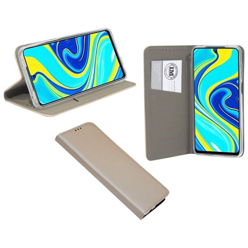 Buch Tasche "Smart" für XIAOMI REDMI NOTE 9 PRO MAX Handy Hülle Etui Brieftasche Schutzhülle mit Standfunktion, Kartenfach Gold