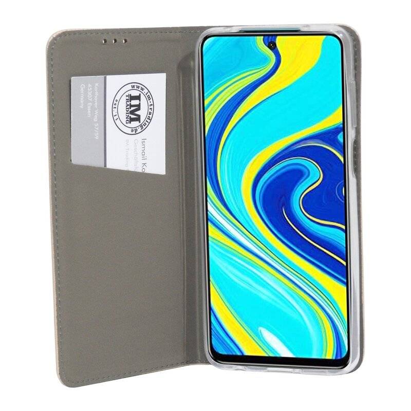 Buch Tasche "Smart" für XIAOMI REDMI NOTE 9 PRO MAX Handy Hülle Etui Brieftasche Schutzhülle mit Standfunktion, Kartenfach Gold