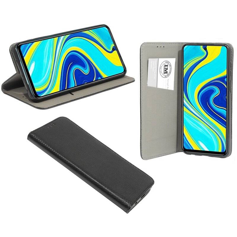 Buch Tasche "Smart" für XIAOMI REDMI NOTE 9S Handy Hülle Etui Brieftasche Schutzhülle mit Standfunktion, Kartenfach Schwarz