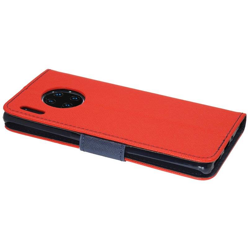 Buch Tasche "Fancy" für HUAWEI MATE 30 PRO Handy Hülle Etui Brieftasche Schutzhülle mit Standfunktion, Kartenfach Rot-Blau