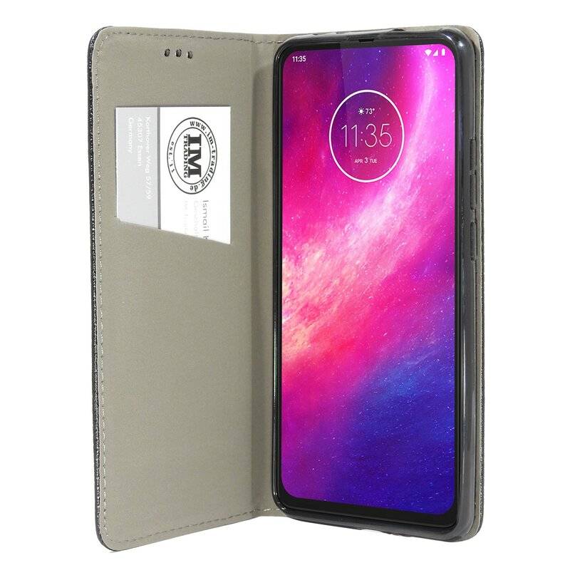 Buch Tasche "Smart" für MOTOROLA ONE HYPER Handy Hülle Etui Brieftasche Schutzhülle mit Standfunktion, Kartenfach Schwarz