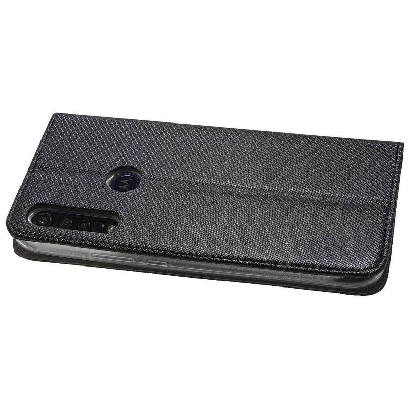 Elegante Buch-Tasche Hülle Smart Magnet für MOTOROLA MOTO G8 PLUS Leder Optik Wallet Book-Style Cover Schale in Schwarz