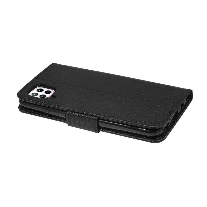 Buch Tasche "Fancy" für HUAWEI P40 LITE Handy Hülle Etui Brieftasche Schutzhülle mit Standfunktion, Kartenfach Schwarz