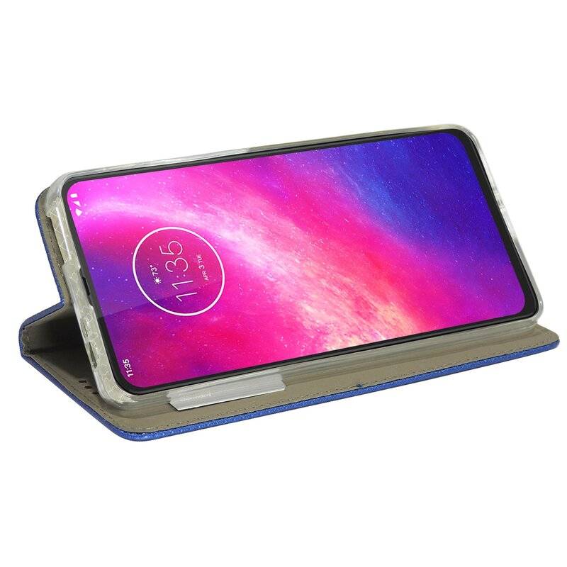 Buch Tasche "Smart" für MOTOROLA ONE HYPER Handy Hülle Etui Brieftasche Schutzhülle mit Standfunktion, Kartenfach Blau