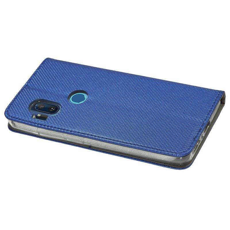 Buch Tasche "Smart" für MOTOROLA ONE HYPER Handy Hülle Etui Brieftasche Schutzhülle mit Standfunktion, Kartenfach Blau