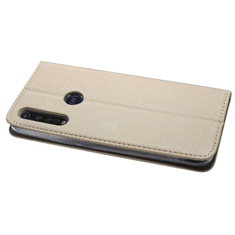 Elegante Buch-Tasche Hülle Smart Magnet für MOTOROLA MOTO G8 PLUS Leder Optik Wallet Book-Style Cover Schale in Gold