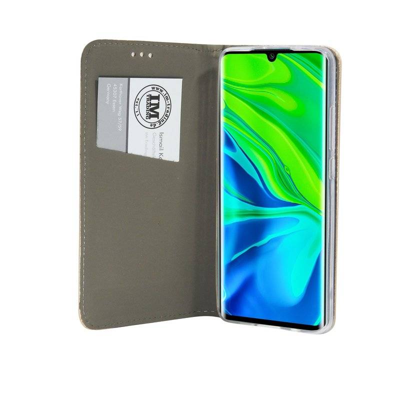 Buch Tasche "Smart" für XIAOMI MI NOTE 10 Handy Hülle Etui Brieftasche Schutzhülle mit Standfunktion, Kartenfach Gold