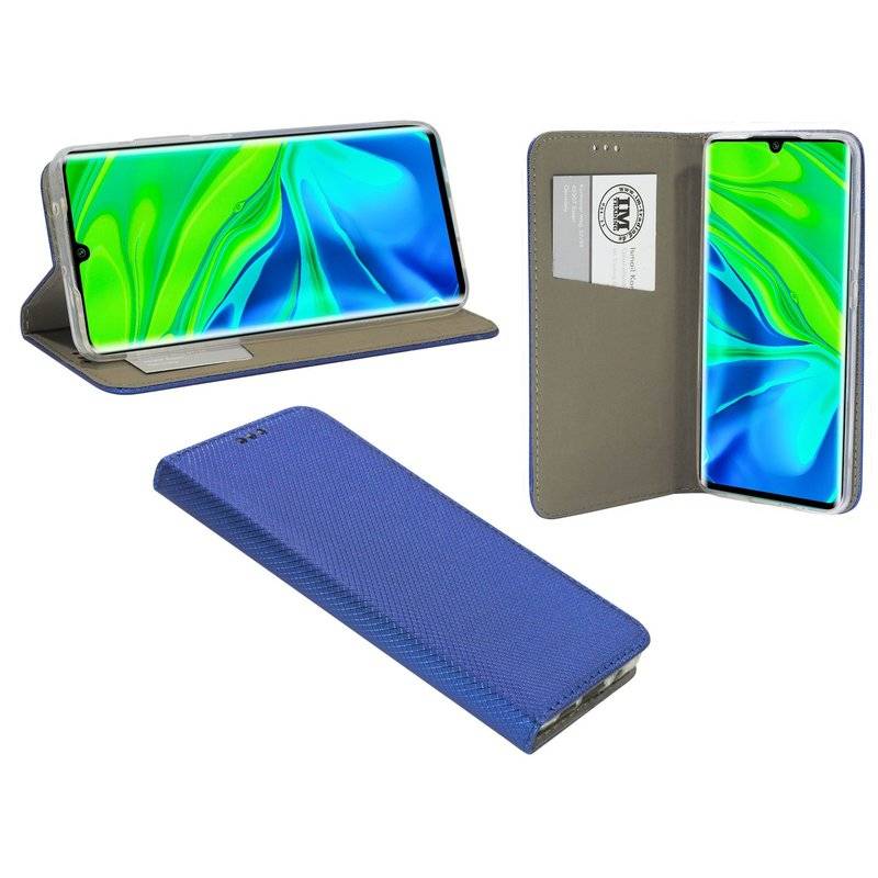 Buch Tasche "Smart" für XIAOMI MI NOTE 10 Handy Hülle Etui Brieftasche Schutzhülle mit Standfunktion, Kartenfach Blau