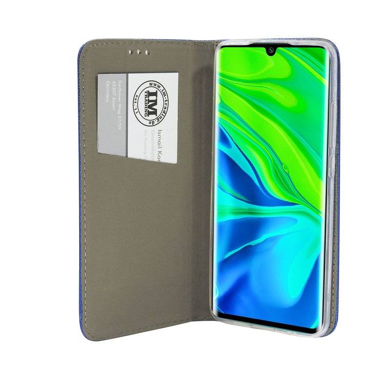 Buch Tasche "Smart" für XIAOMI MI NOTE 10 Handy Hülle Etui Brieftasche Schutzhülle mit Standfunktion, Kartenfach Blau