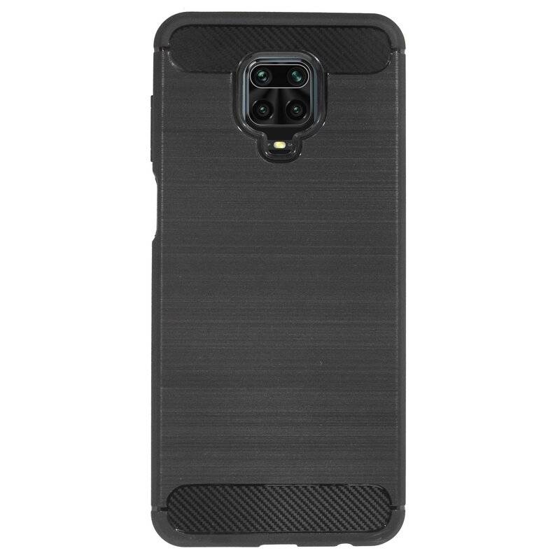 Silikon Hülle Bumper Carbon für XIAOMI REDMI NOTE 9 PRO MAX Case TPU Soft Handyhülle Cover Schutzhülle Schwarz