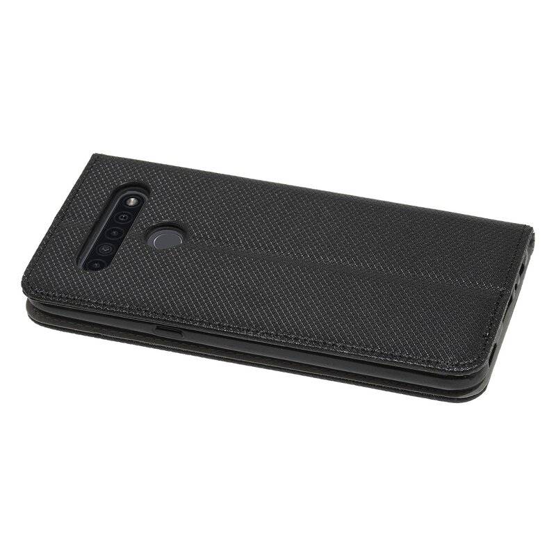 Buch Tasche "Smart" für LG K51s Handy Hülle Etui Brieftasche Schutzhülle mit Standfunktion, Kartenfach Schwarz
