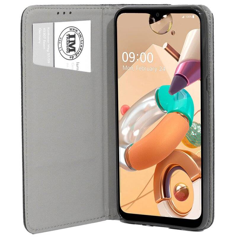 Buch Tasche "Smart" für LG K51s Handy Hülle Etui Brieftasche Schutzhülle mit Standfunktion, Kartenfach Schwarz