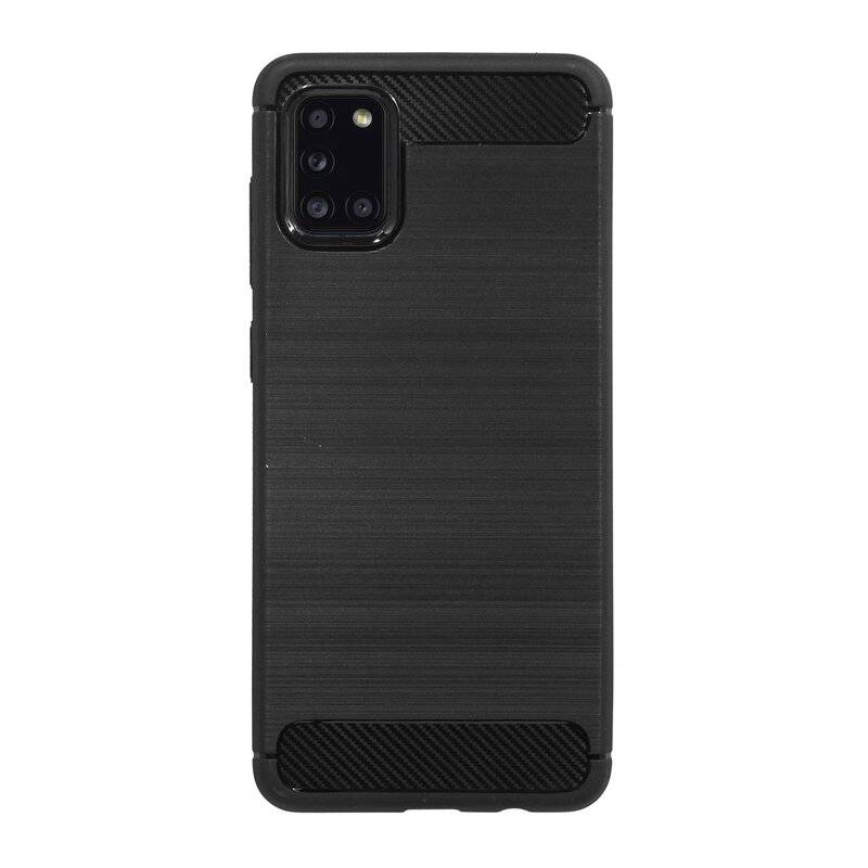 Silikon Hülle Bumper Carbon für Samsung Galaxy A31 A315F Case TPU Soft Handyhülle Cover Schutzhülle Schwarz