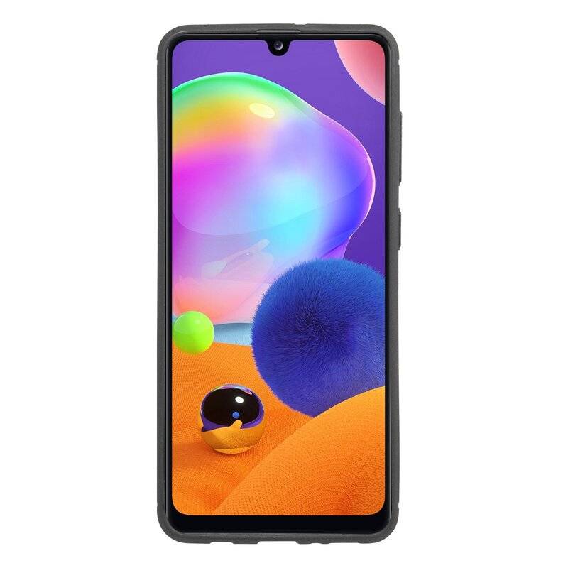 Silikon Hülle Bumper Carbon für Samsung Galaxy A31 A315F Case TPU Soft Handyhülle Cover Schutzhülle Schwarz