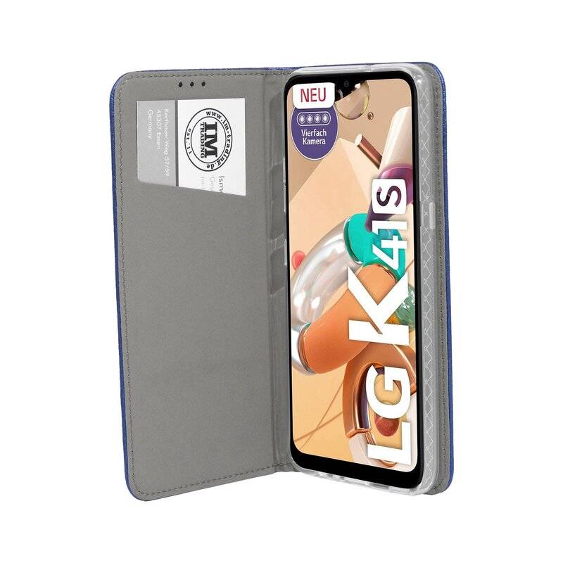 Buch Tasche "Smart" für LG K41s Handy Hülle Etui Brieftasche Schutzhülle mit Standfunktion, Kartenfach Blau