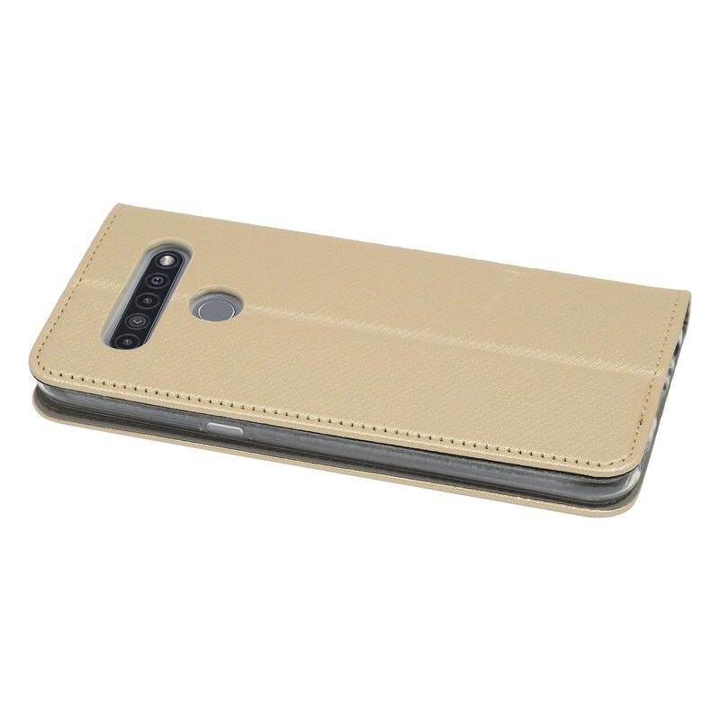 Buch Tasche "Smart" für LG K51s Handy Hülle Etui Brieftasche Schutzhülle mit Standfunktion, Kartenfach Gold