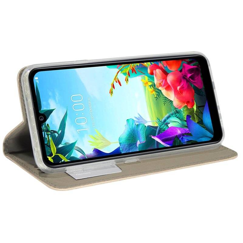 Buch Tasche "Smart" für LG K40S Handy Hülle Etui Brieftasche Schutzhülle mit Standfunktion, Kartenfach Gold