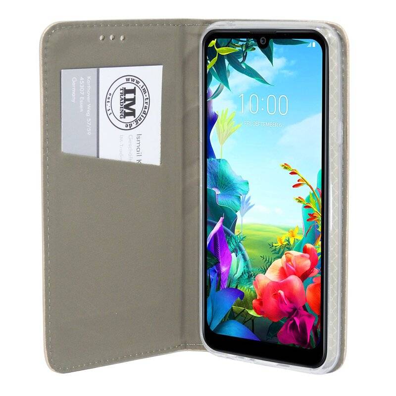 Buch Tasche "Smart" für LG K40S Handy Hülle Etui Brieftasche Schutzhülle mit Standfunktion, Kartenfach Gold