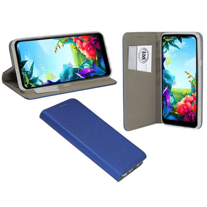 Buch Tasche "Smart" für LG K40S Handy Hülle Etui Brieftasche Schutzhülle mit Standfunktion, Kartenfach Blau