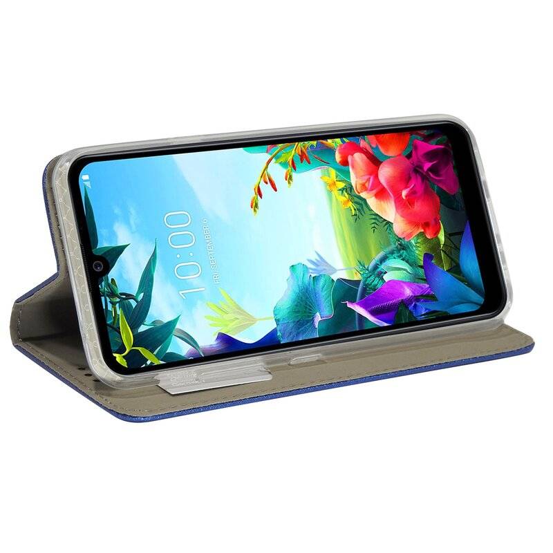 Buch Tasche "Smart" für LG K40S Handy Hülle Etui Brieftasche Schutzhülle mit Standfunktion, Kartenfach Blau