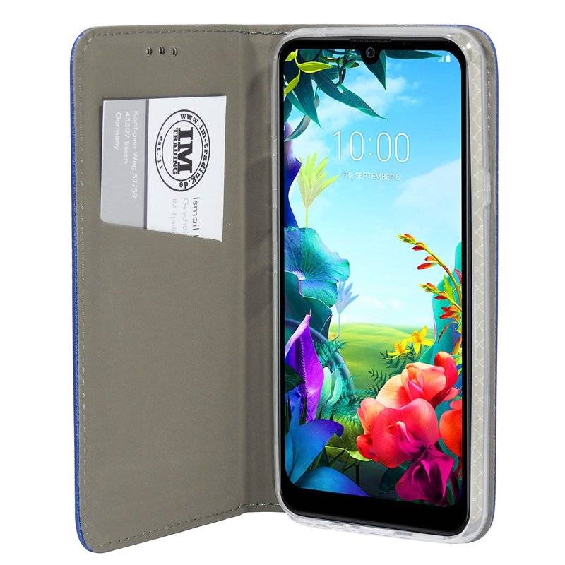 Buch Tasche "Smart" für LG K40S Handy Hülle Etui Brieftasche Schutzhülle mit Standfunktion, Kartenfach Blau