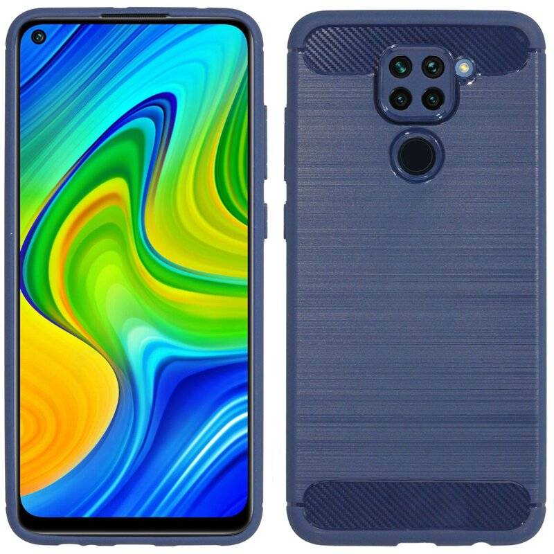 Silikon Hülle Bumper Carbon für XIAOMI REDMI NOTE 9 Case TPU Soft Handyhülle Cover Schutzhülle Blau