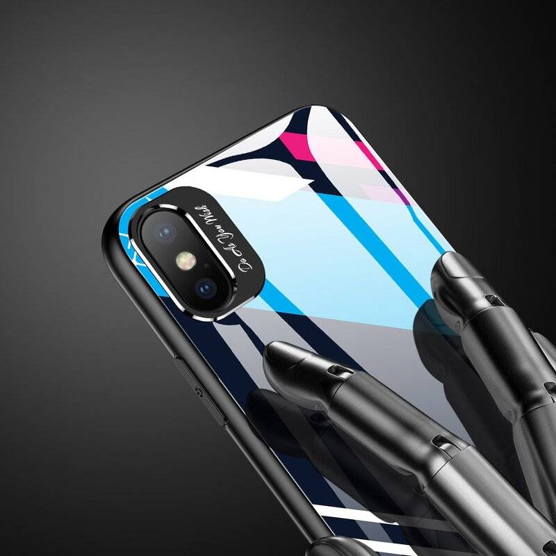 Color Glass Case Handyhülle Schutzhülle aus Schutzglas für iPhone Xr Cover Bumper Schutz Motiv 2