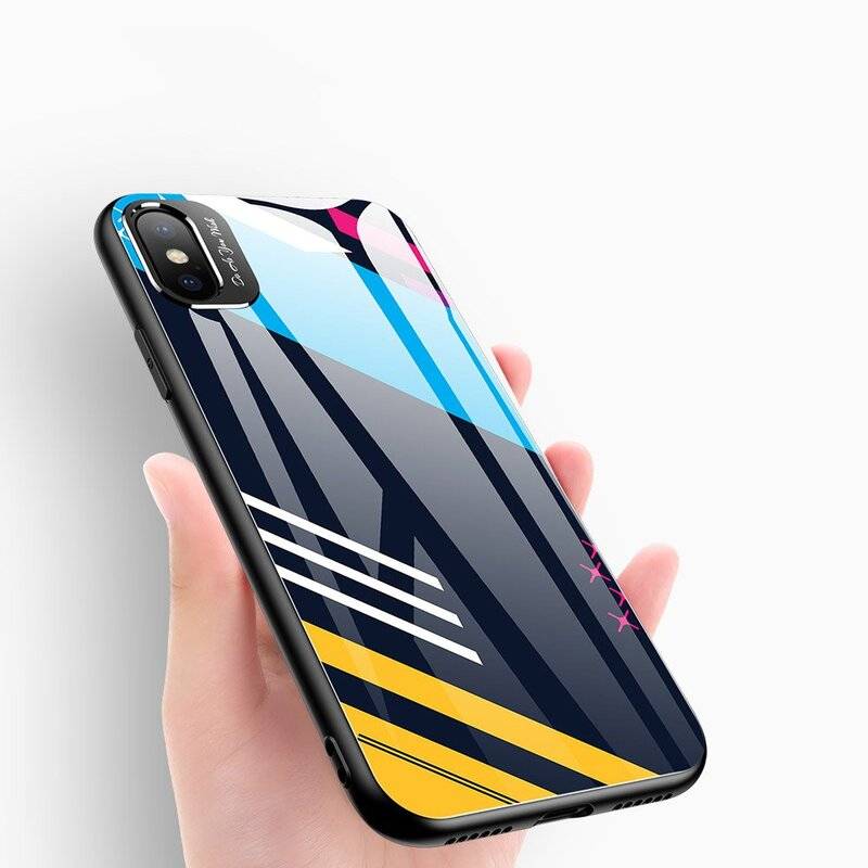 Color Glass Case Handyhülle Schutzhülle aus Schutzglas für iPhone Xr Cover Bumper Schutz Motiv 2