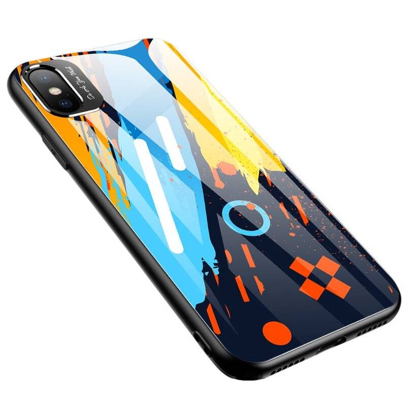 Color Glass Case Handyhülle Schutzhülle aus Schutzglas für iPhone Xs Cover Bumper Schutz Motiv 1