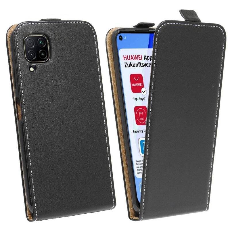 Flip Case für HUAWEI P40 LITE Handy Tasche vertikal aufklappbar Schutzhülle Klapp Hülle Schwarz