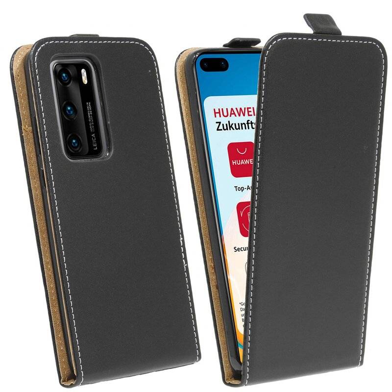 Flip Case für HUAWEI P40 Handy Tasche vertikal aufklappbar Schutzhülle Klapp Hülle Schwarz