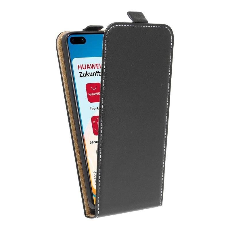 Flip Case für HUAWEI P40 Handy Tasche vertikal aufklappbar Schutzhülle Klapp Hülle Schwarz