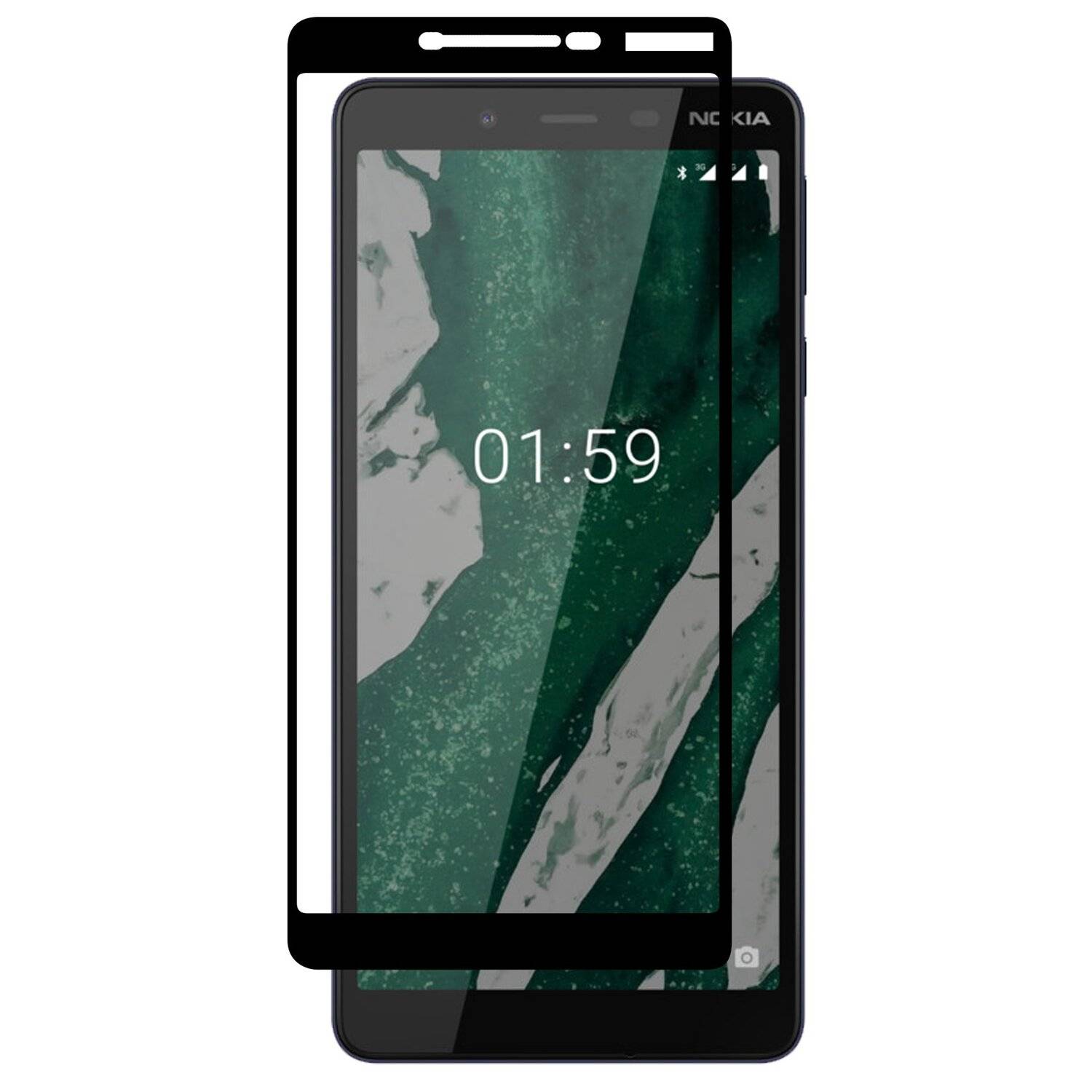 5D Schutz Glas für Nokia 1 PLUS Curved Schutz Folie Vollständig Klebend und Abdeckung