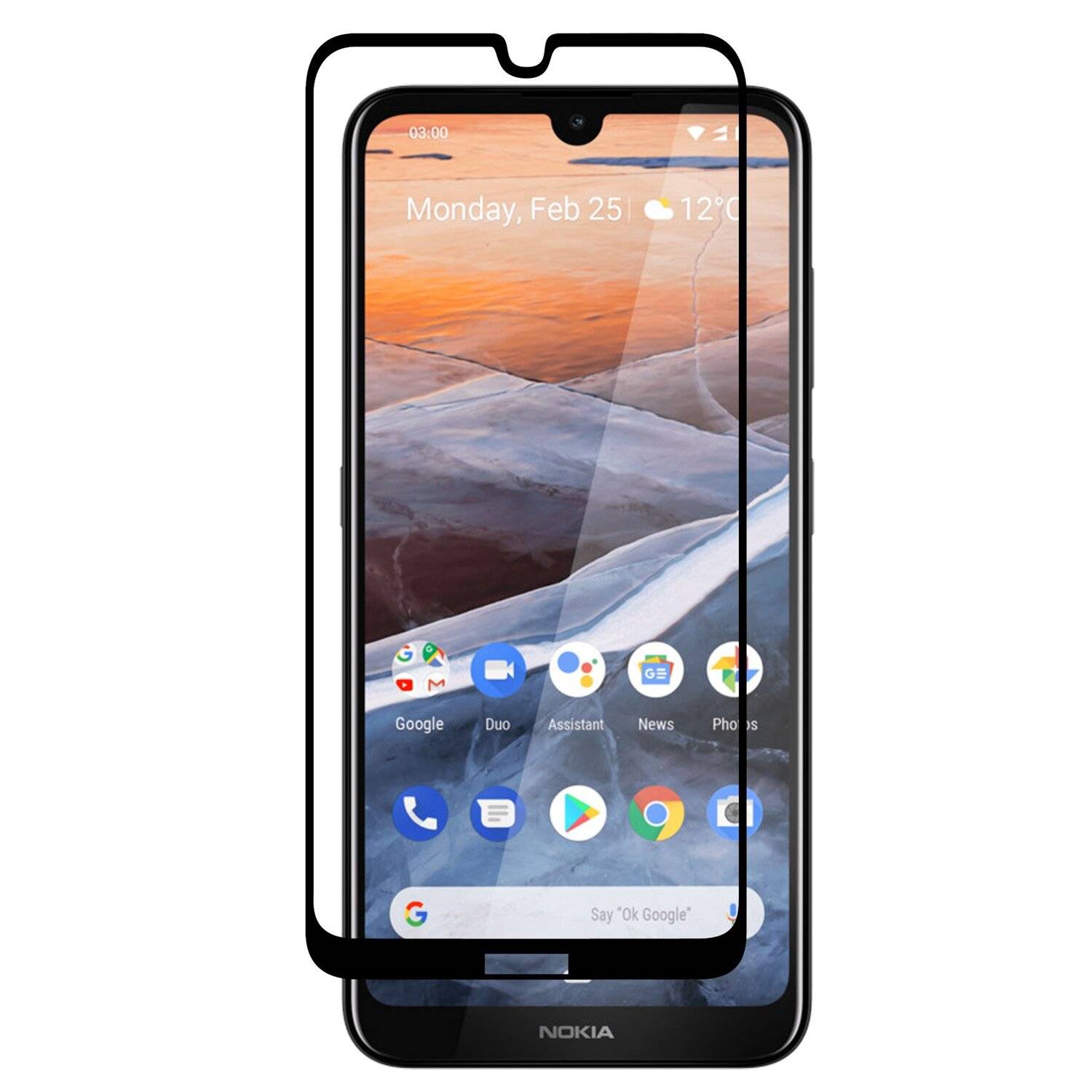 5D Schutz Glas für Nokia 3.2 Curved Schutz Folie Vollständig Klebend und Abdeckung