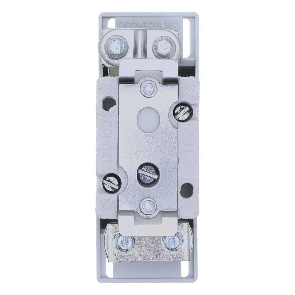 Metallische elektrische Wandschalterkomponente mit sichtbaren Schrauben zur Installation in einem Unterputzdose. Geeignet für elektrische Gebäudesysteme.