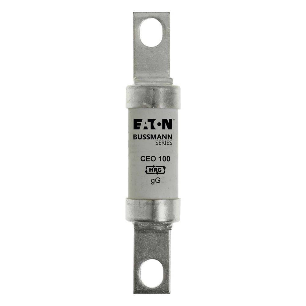 Eaton Bussmann Serie 100 HRC gG Sicherung mit Metallanschlüssen, entwickelt für den elektrischen Leitungsschutz.