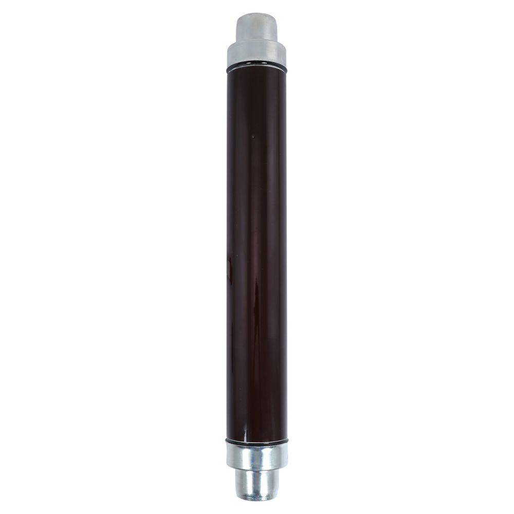 Ein metallischer zylindrischer Stift mit glänzend dunkelbrauner Oberfläche, ausgestattet mit silbernen Verschlusskappen an beiden Enden.