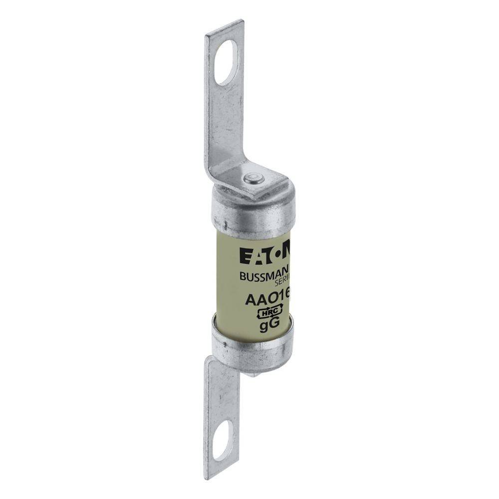 AO1' HRC-Sicherung mit Metallverbindern an beiden Enden. Geeignet für elektrische Sicherheit in verschiedenen Anwendungen.