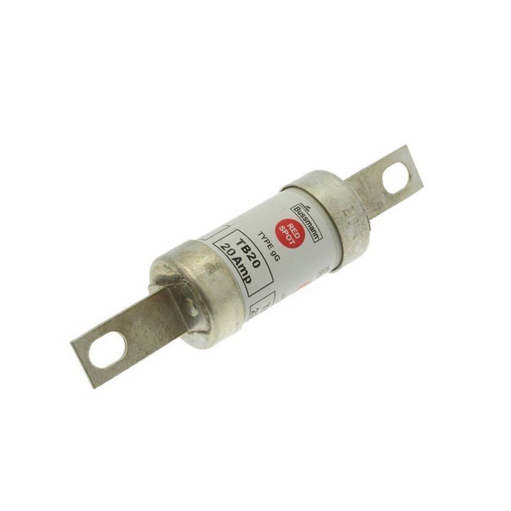 Eine zylindrische 125-Ampere-Industriesicherung mit Metallanschlüssen an beiden Enden, beschriftet mit ‚T280 125Amp'. Verwendet zur elektrischen Stromkreisabsicherung.