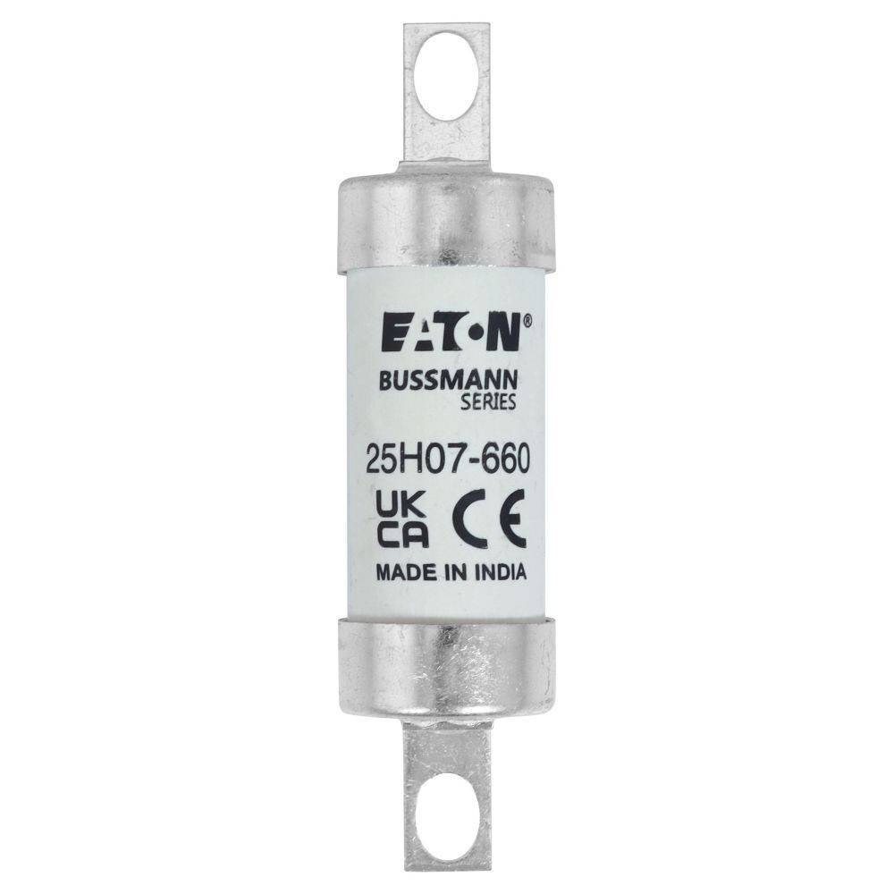 Eaton Bussmann Serie 25H07-660 Sicherung, UKCA- und CE-gekennzeichnet. Hergestellt in Indien.
