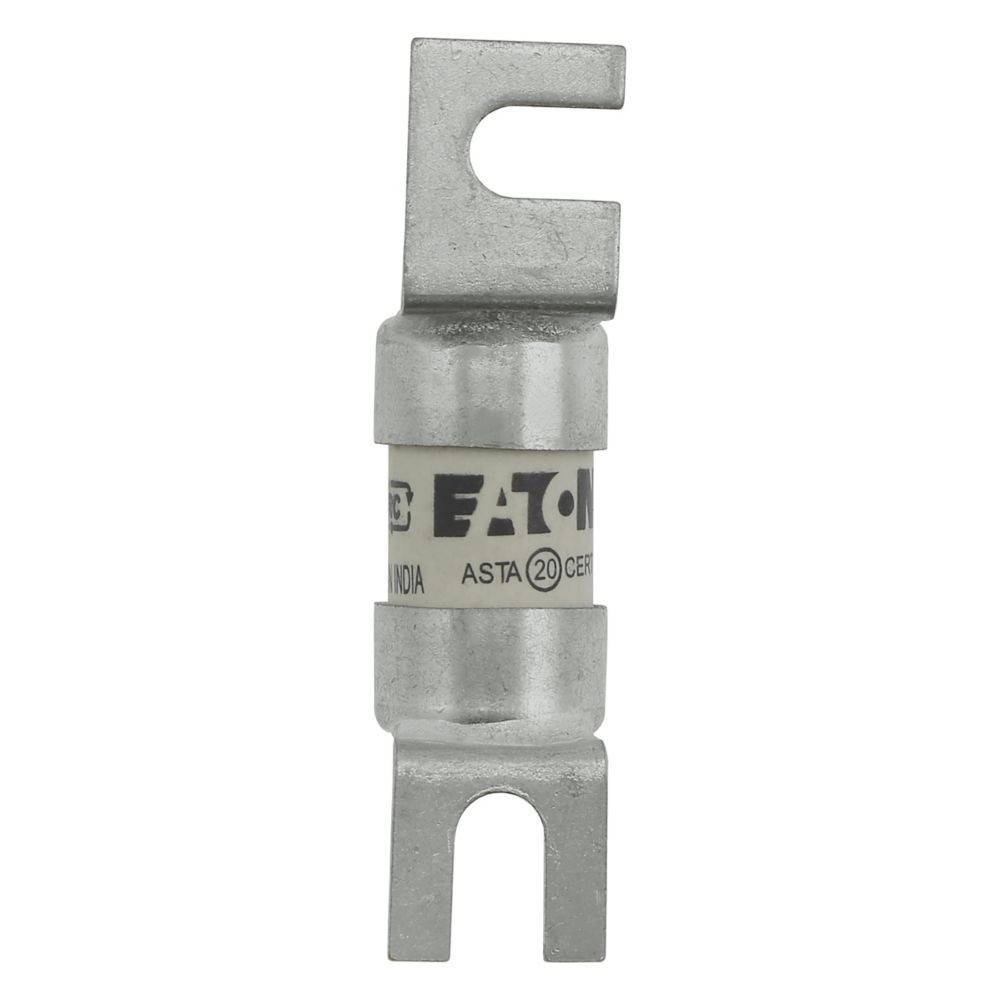 Eine zylindrische Metallsicherung mit dem Etikett 'Eaton', die an jedem Ende zwei Stifte aufweist.
